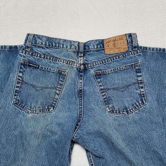 VINTAGE 1990s Jordache Stone Wash Mid Rise Distressed Flared Jeans 4 - Picture 9 of 10